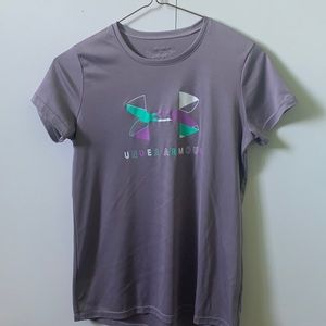 Girls Youth XL Gray Under Armour Heat-gear Shirt